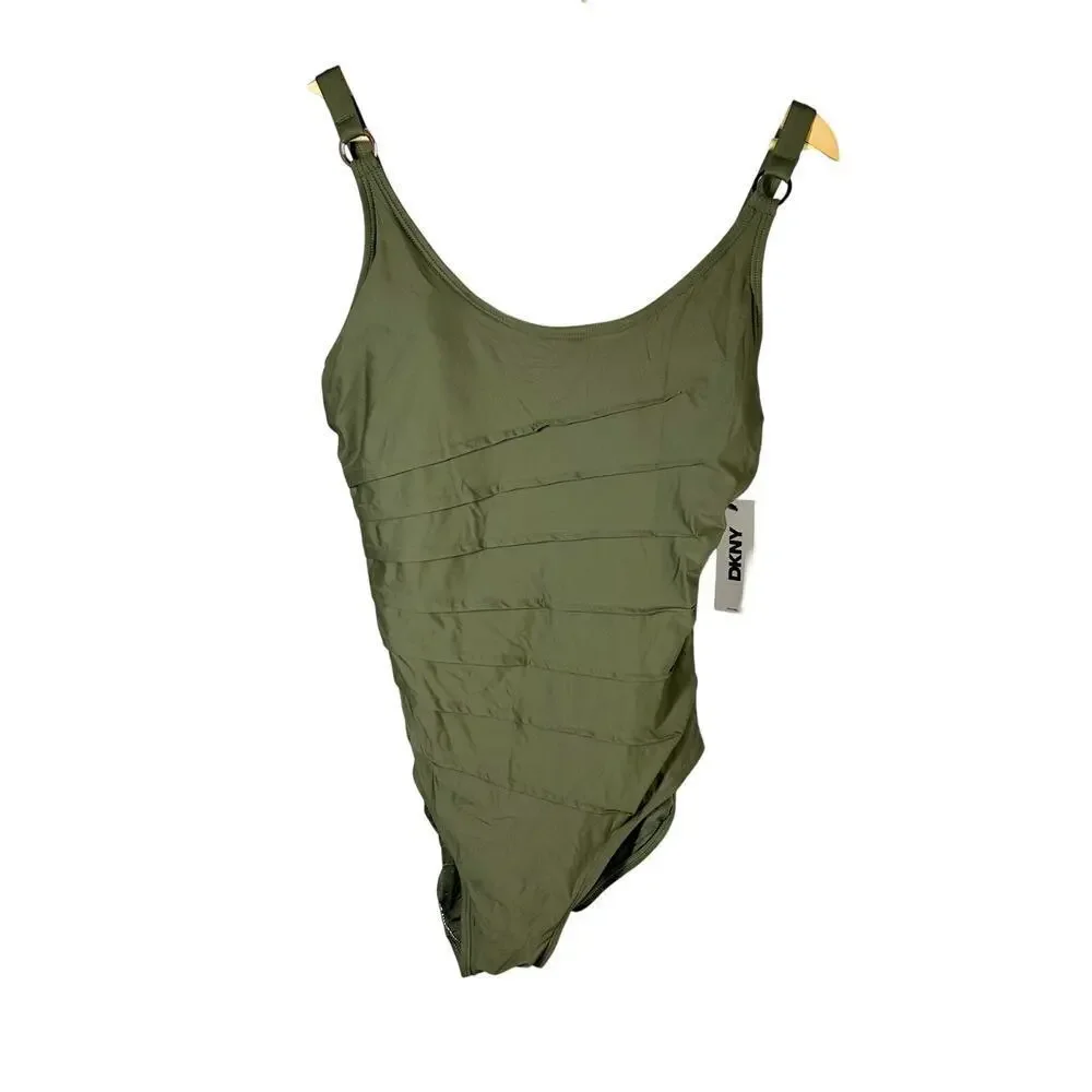 DKNY Cruise 2025 Starburst Ruched Scoopneck One-Piece Swimsuit XL - Picture 2 of 8